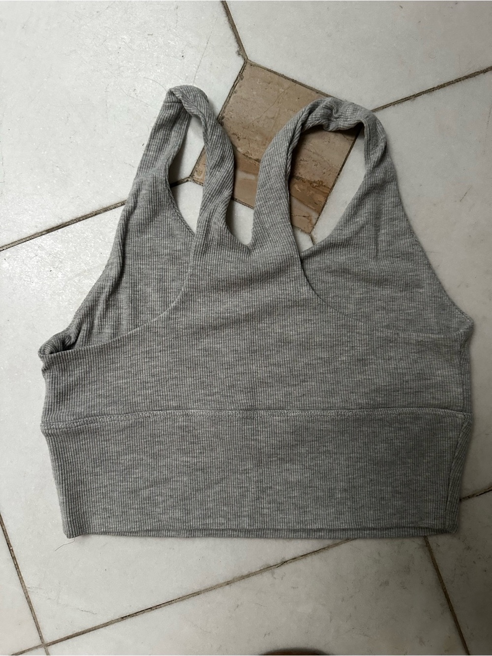 Joah Brown Grey Ribbed Racerback Bralette - Picture 2 of 3